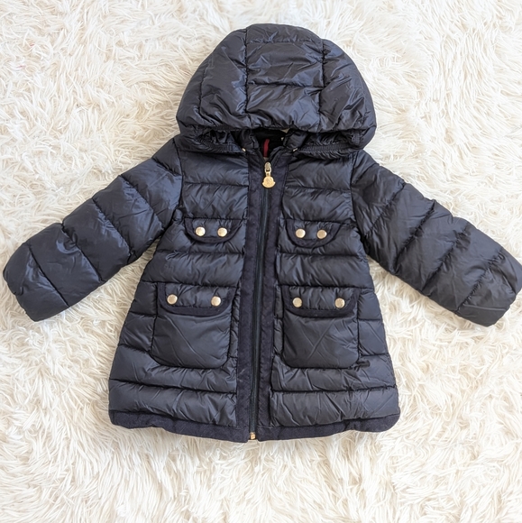 Moncler Navy Puffer Jacket with removable hood size 18-24 Months - Picture 14 of 15